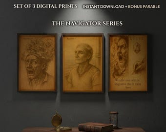 Stoic Wall Art Set of 3, Philosophy Poster, Dark Academia Decor, Anxiety Relief Gift, Seneca Quote Print, CBT Therapy Art, Digital Download