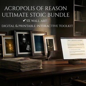Stoic Life Planner & Wall Art Bundle | Dark Academia Room Decor | Shadow Work Journal PDF | Marcus Aurelius Poster | CBT Workbook