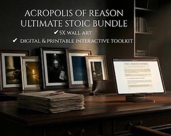 Stoic Life Planner & Wall Art Bundle | Dark Academia Room Decor | Shadow Work Journal PDF | Marcus Aurelius Poster | CBT Workbook