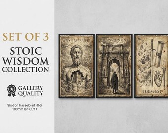 Set of 3 Stoic Wisdom Prints | Dark Academia Marcus Aurelius Philosophy Poster (Digital Download)