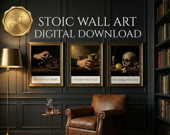 Stoic Philosophy Art Print Set, Dark Academia Decor (Digital Download)