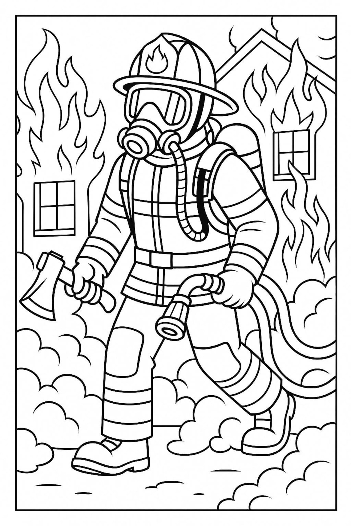Printable Firefighter Coloring Book – Kids Activity – PDF Download - Etsy