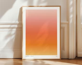 Orange Aura Sunset Gradient Wall Art – Abstract Trendy Digital Download, Home decor Printable Poster, Minimalist Scandinavian Modern Style