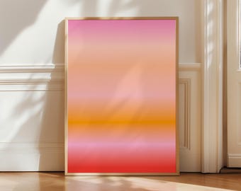 Pink Orange Gradient Wall Art – Abstract Aesthetic Digital Download, Contemporary HD Printable Poster, Minimalist Scandinavian Modern Style