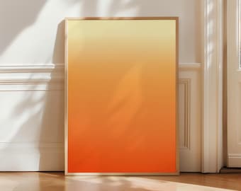 Orange Aura Sunset Gradient Wall Art – Abstract Trendy Digital Download, Home decor Printable Poster, Minimalist Scandinavian Modern Style
