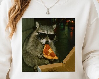 Raccoon Meme Shirt, Funny Raccoon Pizza Shirt, Cool Raccoon Graphic Tee, Funny Animal Shirt, Vintage Style Meme Tee, Animal Meme Sweatshirt
