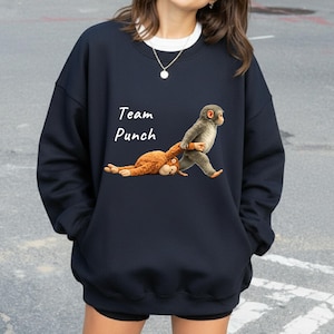 Monkey Punch Shirt, Baby Monkey Holding Plush Toy, Monkey Art Tee, Team Punch Monkey, Trendy Shirt, Save The Punch, Cute Rescue Story Tee