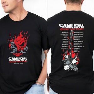 Koszulka z gadżetami z gier wideo Cyberpunk Samurai Reunion Tour 2020, koszulka z grafiką Retro Cyber Metal Phantom Liberty, prezent dla miłośnika gier metalowych