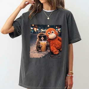 Monkey Punch Shirt, Baby Monkey Holding Plush Toy, Trendy Shirt, Save The Punch, Cute Rescue Story Tee, Team Punch Monkey, Animal Lover Tee
