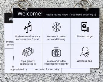 Rideshare Passenger Welcome Sign: Customizable Laminated A5 Sign (Set of 3)
