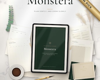 Monstera Planner, Undated Botanical Planner PDF, Monstera Leaf Plant Care Log, Monstera Gift for Plant Lovers, Printable US Letter & A4 Size