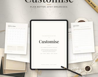 Customise Planner Printable, Personalised Planner Undated, Bespoke Planner A4, Unique Planner for Daily, Weekly, Monthly Goals, PDF Download