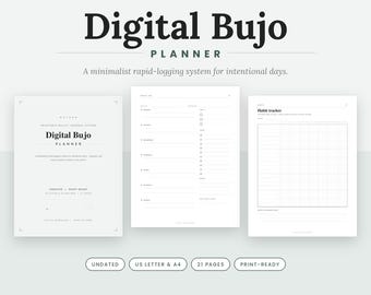 Bujo Planner Bullet Journal Printable Habit Tracker Monthly Weekly Bujo Digital Planner GoodNotes Template PDF Instant Download