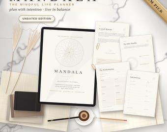 Mandala Mindfulness Planner Printable PDF, Undated Mindful Life Planner with Mandala Coloring Pages, Habit Tracker, Weekly Monthly Planner