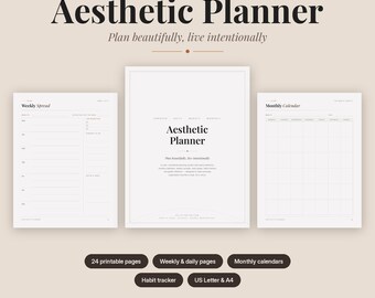 Aesthetic Digital Planner Printable Cute Kawaii Daily Weekly Life Organizer Floral Aesthetic Journal Template GoodNotes PDF