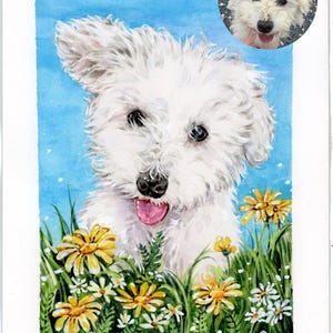 Custom Pet Portrait, Hand-Painted Pet Portrait From Photo, Headshot, Watercolor Pet Portrait, Scenic Pet Portrait, In Memory of Dog or Cat