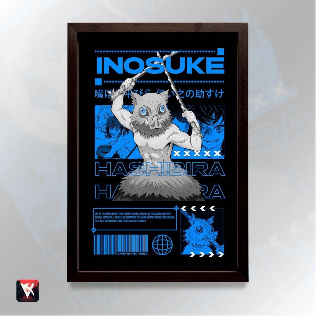 Inosuke Hashibira Demon Slayer Anime Poster, Manga Artwork Japanese ...