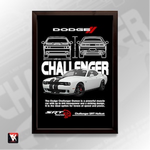 Dodge Challenger Blueprint Poster: Automotive Wall Art
