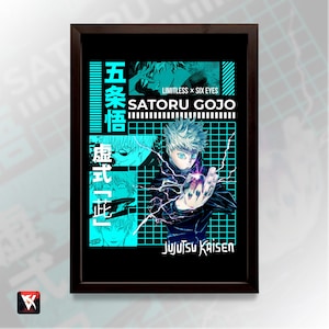 Neon Jujutsu Kaisen Poster: Satoru Gojo Manga Art