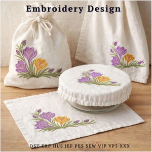 Crocus Flower Machine Embroidery Design, Spring Botanical Floral File