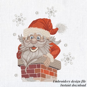 Santa Chimney Embroidery design Jolly Santa Machine File 6 sizes Instant download