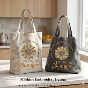 Sonnenblume Tote Bag Kosmetiktasche Maschinenstickerei Design digitaler Download Datei