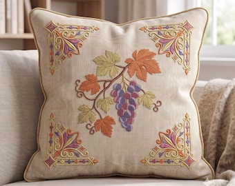 Grape Vine Pillow Frame Machine Embroidery Design Digital Download File