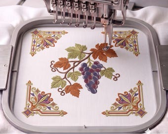 Grape Vine Ornamental Machine Embroidery Design Vintage Botanical Digital Download File