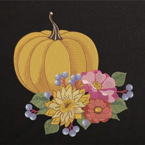 Fall Floral Pumpkin Machine Embroidery design, Autumn Colorful pumpkin flowers File, Thanksgiving Pumpkin Pattern 6 sizes Instant Download
