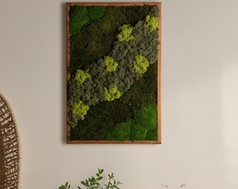 Vertical Moss Wall Art, Framed Botanical Decor, Preserved Moss Panel, Natural Green Wall Hanging, Modern Organic Home Decor Gift