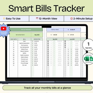Bill Tracker Spreadsheet, Google Sheets Bill Calendar, Bill Payment Tracker, Monthly Bill Planner, Personal Finance, Personal Budget