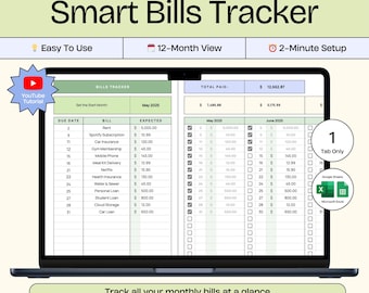 Bill Tracker Spreadsheet, Google Sheets Bill Calendar, Bill Payment Tracker, Monthly Bill Planner, Personal Finance, Personal Budget