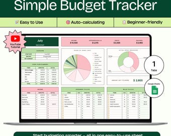 Easy Budget Planner for Google Sheet Budget Spreadsheet Simple Month Budget Weekly BiWeekly Paycheck Monthly Budget Ultimate Paycheck Budget