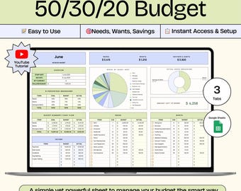 50/30/20 Budget Planner Google Sheets Monthly Budget Spreadsheet Paycheck Budget Template Weekly Budget Tracker 70/20/10 Budgeting