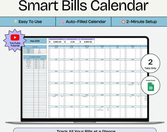 Smart Bill Calendar Bill Checklist Weekly Biweekly Financial Planner Google Sheet Bill Tracker Automated Bills Calendar Subscription Tracker