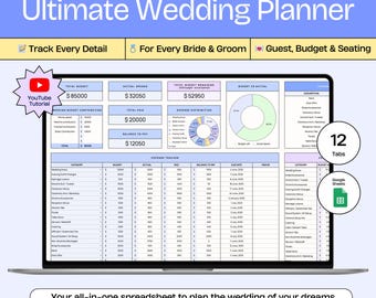 Wedding Budget Planner, Google Sheets Budget Planner, Wedding Expense Tracker, Wedding Spreadsheet, Wedding Planner, Wedding Budget Template