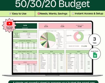 50/30/20 Ultimate Budget Budget by Paycheck Google Sheets Budget Yearly Budget Beginner Budget 603010 Budget Annual Budget  50 30 20 Budget