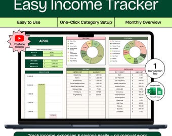 Personal Finance Tracker Google Sheets, Digital Income & Expense Log, Budget Planner for Individuals