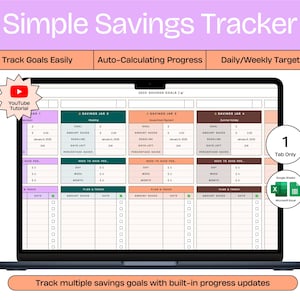 Savings Budget Spreadsheet, Savings Tracker, Savings Tracker Budget Google Sheets, Save Money Budget Tracker, Savings Jars Tracker