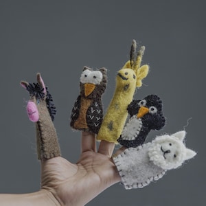 Felt Animal Finger Puppets Set of 10-Montessori Educational Toys | Handmade Wool Puppets for Toddlers, Preschool Storytime, Waldorf Learning