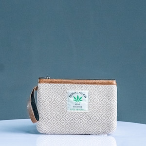 Carteira de cânhamo ecológica para homens e mulheres | Porta-moedas de tecido natural feito à mão | Carteira com zíper de cânhamo boho | Presente sustentável do Nepal
