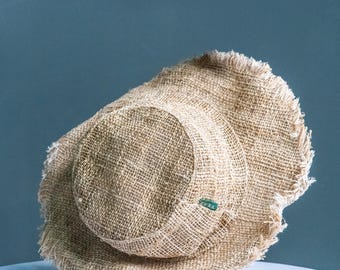 Handmade Hemp Sun Hat – Wide Brim Boho Festival Hat for Men & Women – Eco-Friendly Sustainable Summer Travel Cap
