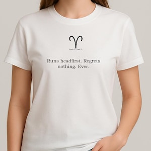 T-shirt brodé du zodiaque, T-shirt astrologie, chemise signe astrologique minimaliste, cadeau parfait, idée cadeau Bélier pour homme et femme, cadeaux pour sœurs
