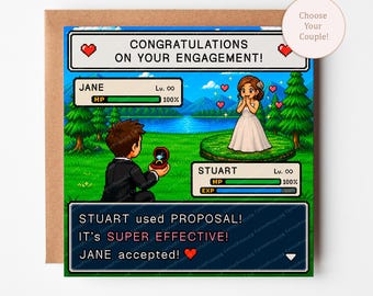 Personalised Gaming Engagement Card – Retro Proposal Design