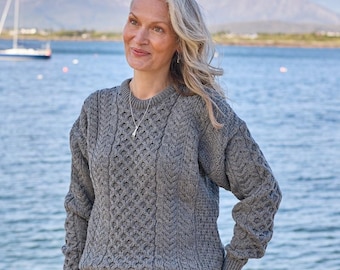 Merino Wool Aran Sweater: Traditional Irish Knit Fisherman Sweater