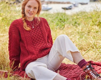Merino Wool Aran Sweater: Traditional Irish Knit Fisherman Sweater