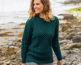 Merino Wool Aran Sweater: Traditional Irish Knit Fisherman Sweater