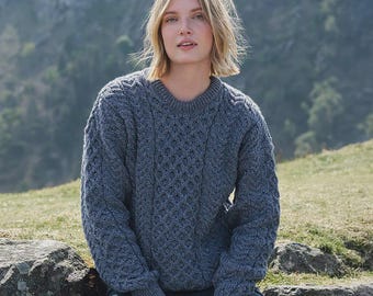 Merino Wool Aran Sweater: Traditional Irish Knit Fisherman Sweater