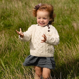 Hand Knit Baby Sweater | Merino Wool Aran Pullover | Baby Shower Gift | Made in Ireland | Cuddly Hoodie
