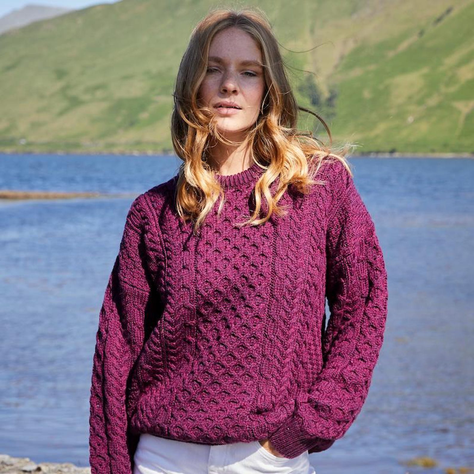 Merino Wool Aran Sweater: Traditional Irish Knit Fisherman Sweater